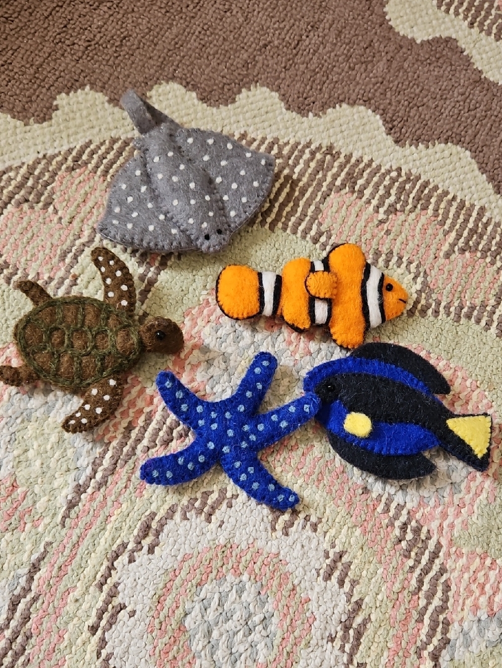 Kids Ocean Felt Toy Set - Finger Puppet Wool Felt Bundle